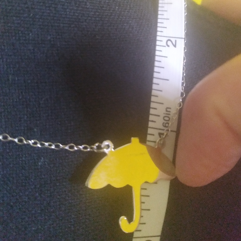 CUTE STERLING Umbrella Pendant ♥ ♥  with diamond chip 🔹 Early 70s - Picture 8 of 10